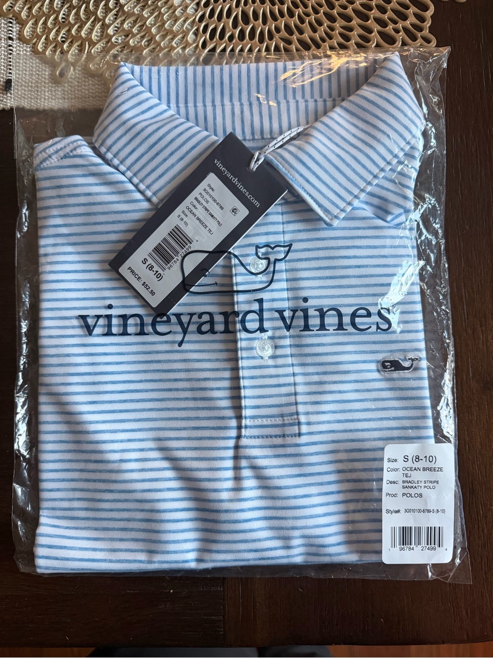 Vineyard Vines Light Blue and White Striped Men’s Polo